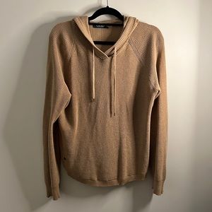 Lauren by Ralph Lauren Tan Waffle Knit Sweater with Hood | L